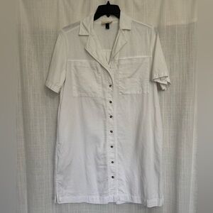Universal Thread White Short-Sleeve Button-Front Shirt Dress Size XS-M Like New